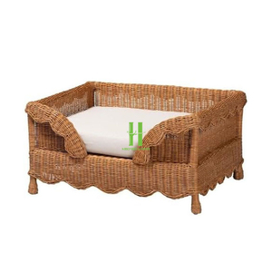 High Quality Customized OEM Indoor Cat <b>Bed</b> Handmade Rattan Cotton Pet Cage Animal Pattern Snap Button Belt Direct Wholesale HNH - Product Image 6