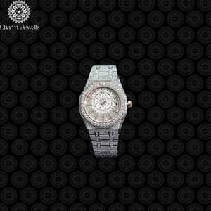 Montre de luxe pour homme Charm Jewells en acier inoxydable, boîtier de 40 mm, accents de diamants, mouvement mécanique analogique, date automatique, bouton poussoir - Product Image 4