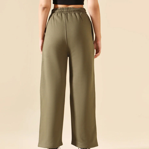 Pantalon droit décontracté pour femme, tissu doux, coupe classique, hiver, devant plat, respirant, écologique, 100% coton, pantalon pour femme - Product Image 4