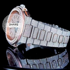 Vvs Moissanite Luxury Quartz Watch Hip Hop Iced Full Diamond Square Dial Pointer Analog Display - Product Image 4