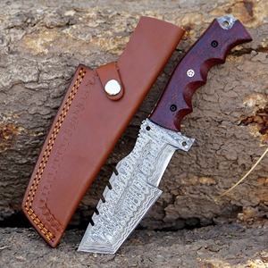 Couteau de traqueur droit Viking Art fait main en acier Damas de qualité industrielle ODM 3mm, manche Micarta, 10 pouces, pointe tombante, pour le camping - Product Image 1