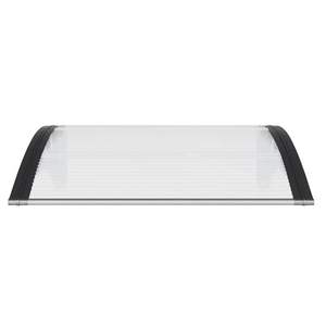Auvent de porte en polycarbonate transparent noir, ABS et aluminium pour abri solaire extérieur - Product Image 3