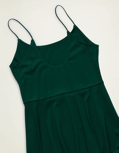 Robe de soirée vert foncé en coton pour femme, coupe droite, taille naturelle, dos nu, style Empire, éco-responsable - Product Image 4
