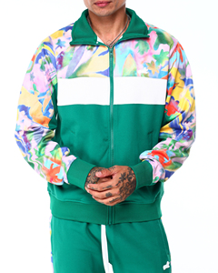 Survêtement vert pour homme avec imprimé fitness, veste zippée à manches longues et pantalon, style streetwear, respirant, en polyester - Product Image 5