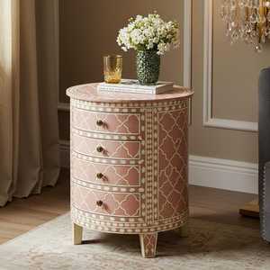 Vente exclusive Table basse en os incrusté multicolore Art Déco Noir Blanc Mobile pour la maison, mariage, Diwali, Ramadan - Product Image 1