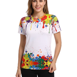 เสื้อยืดแขนสั้นทรงเข้ารูปสำหรับผู้ชาย พิมพ์ลายสาดสีสันสดใส คอกลม สวมใส่สบาย ระบายอากาศได้ดี ผลิตจากผ้าถัก - Product Image 4
