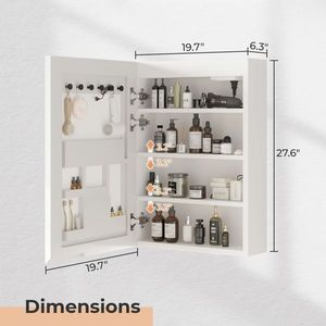 Moderno Armadietto a Specchio LED 20x28 in Truciolato Bianco con Cornice in Acrilico, 1 Porta, 4 Ripiani, Display Ora e Temperatura - Product Image 3