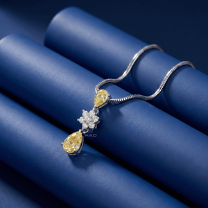 Colgante de diamante cultivado en laboratorio, colgante de diamante amarillo en forma de pera, collar de diamantes floral, elegante joyería fina para mujer, regalo estilo gota. - Product Image 4