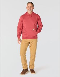 Sweat-shirt en polaire à capuche rouge pour homme, coupe classique, couleur unie, avec poche, logo sur la manche gauche, style décontracté pour l'automne - Product Image 3
