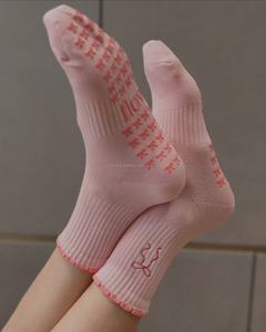 JZVINA Women Fashion Printed Crew Socks Anti <b>Slip</b> Pilates Yoga Socks Soft Breathable Knit Socks For Daily Fitness - Product Image 3