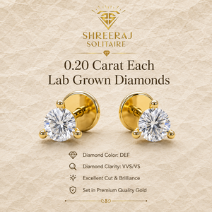 Round Brilliant Cut Lab Grown Diamond Stud <b>Earrings</b> Three Prong Martini Screw <b>Back</b> Jewelry 14K 18k Pure Gold Engagement <b>Earrings</b> - Product Image 2