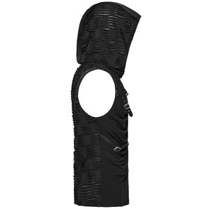 Débardeur à capuche déchiré style apocalyptique gothique pour homme, noir - Product Image 3