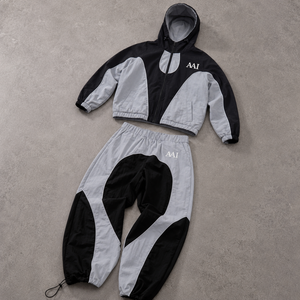 Survêtements de haute qualité à blocs de couleur résistants à l'eau pour hommes, vestes à capuche en nylon, pantalons de jogging légers, vêtements personnalisés OEM - Product Image 1
