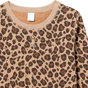 Women's <b>Leopard</b> <b>Print</b> Crew Neck Sweatshirt Regular Fit Knitted Cotton Casual Autumn Wear - Product Image 3