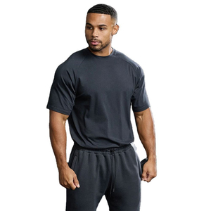 T-shirt à manches courtes pour homme, gris foncé, col rond, coupe classique, tissu jersey à séchage rapide, vêtements décontractés - Product Image 1