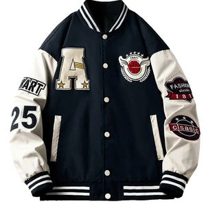 Chaqueta Varsity Ligera de Lana para Hombre, con Logotipo Bordado Personalizado, Cuello Alto y Mangas de Cuero, Estilo Urbano para Invierno - Product Image 5