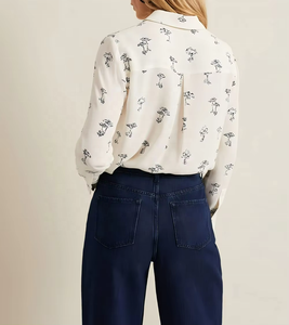 Women's Printed Office Casual Summer Nonwoven Breathable Washable Long Sleeve Button Down Shirt - Product Image 4