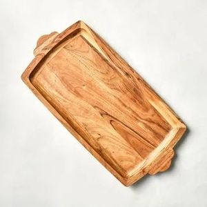 Acacia Wood Modern Rectangular Serving <b>Tray</b> <b>Handles</b> Eco Friendly Dishwasher Safe Home Kitchen Decor Brown Wooden <b>Tray</b> Serving - Product Image 4