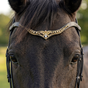 Accessoires de dressage équestre confortables et durables en cuir avec strass AB vert émeraude anatomique pour chevaux - Product Image 4