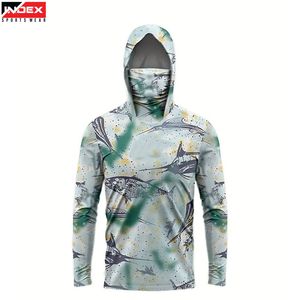 Hoodie de pêche haute performance sur mesure, qualité supérieure, nouvelle arrivée, 100% polyester, protection UV avec masque intégré - Product Image 1