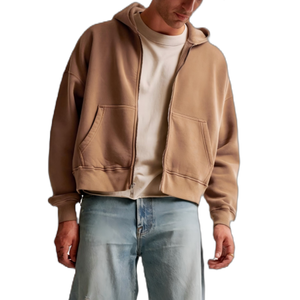 Sweat à capuche zippé surdimensionné pour homme, 100 % coton molletonné, style streetwear, personnalisable OEM ODM Marque Privée - Product Image 3
