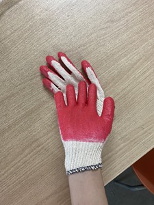 Red Cotton Latex Coated <b>Cut</b>-Resistant Knit Gloves Ambidextrous Pull on Cuff Household Cleaning Protection - Product Image 5