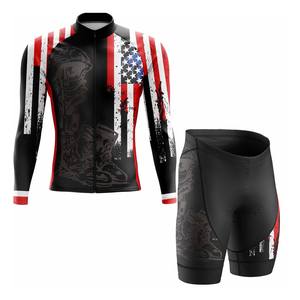 Conjunto de Jersey de Ciclismo Azul y Negro de Manga Corta con Culotte Acolchado de 220g, Uniforme de Ciclismo de Montaña para Invierno, OEM - Product Image 3
