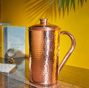 <b>Copper</b> jug set for stylish curated table environments water serving metal set with glasses durable reusable kitchen dining drink - Product Image 2