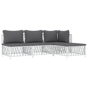 Set Lounge da Giardino Bianco e Grigio Scuro - Product Image 3