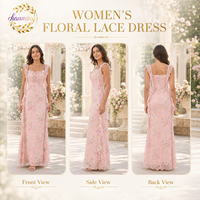 Robe de soirée pour femme, sans manches, en maille, à volants, maxi, formelle
