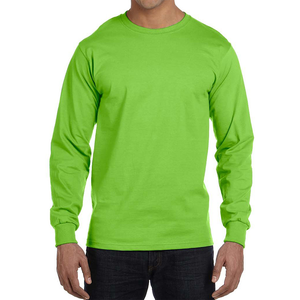 Camiseta de Manga Larga para Hombre 2026 de Alta Calidad, Verde Sólido, 100% Algodón, Cuello Redondo, Corte Regular Informal, Tejido de Punto, Ecológica y de Secado Rápido - Product Image 1