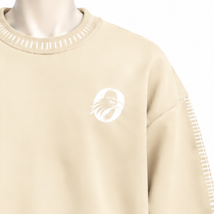 Sweat-shirt à col rond pour homme, coupe ample, à manches longues, avec bordure personnalisée et effet vieilli, style streetwear décontracté et mode sportive - Product Image 5