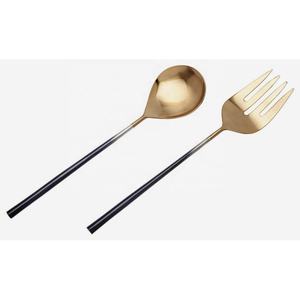 ไม้ถูพื้นทรงกลมขัดเงามันวาว,ชุดช้อนและส้อมสำหรับเสิร์ฟสลัดดีไซน์เนอร์กระจกสีทองด้ามจับยาวสำหรับงานแต่งงานและปาร์ตี้ - Product Image 2