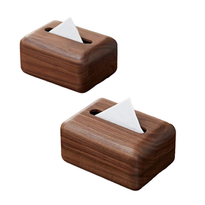 Porte-mouchoirs en bois de manguier sculpté à la main et métal pour la maison, les hôtels et les restaurants, organiseur de table - Product Image 4