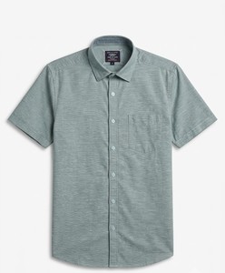 Men's Light Gray Short Sleeve Cotton Poplin Casual <b>Shirt</b> Turn-down Collar Solid Color Breathable Summer Wear - Product Image 3