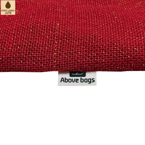 Bolsa de Yute Personalizada con Lentejuelas Bordadas en Rojo y Lurex, con Bolsillo Exterior, 38x39x12 cm, Venta al Por Mayor, OEM, Marca Privada, Exportador de Fábrica - Product Image 5