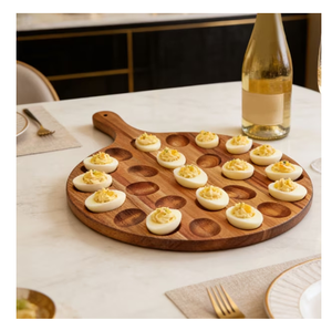 Plato de madera para servir huevos rellenos, bandeja decorativa para mesa, organizador de huevos cocidos a bajo precio - Product Image 1