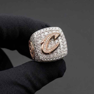 Lab Grown Diamond <b>Initial</b> C Championship <b>Ring</b> White Rose Gold Square Statement Hip Hop Luxury Jewelry For Men Unisex - Product Image 3