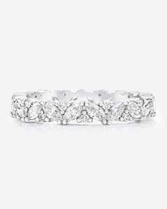Anillo Apilable de Diamantes de Eternidad Completa, 3.4mm, Corte Marquesa, Cultivado en Laboratorio, Minimalista, para Boda, Oro Sólido de 10K, 14K, 18K, Certificado IGI - Product Image 5