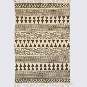 Cotton Geometric Bohemian Style Handmade Printed <b>Rug</b> Eco-Friendly Anti-Slip Thin for Bedroom Living Room Dining <b>Space</b> Textured - Product Image 2