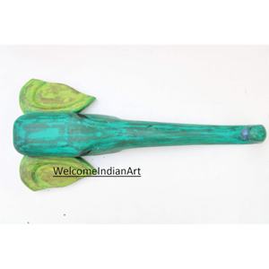 Escultura de cabeza de elefante de madera pintada vintage modelo 1 - Product Image 4