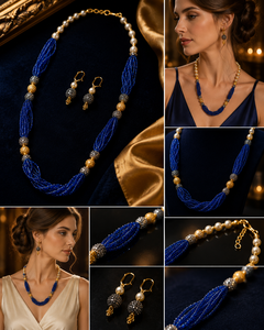 Ensemble de bijoux Arya Digital Vintage ethnique pour femme, collier, boucles d'oreilles et bague en résine acrylique, plaqué or, motif floral, pour mariage - Product Image 3