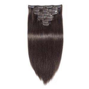 Doble dibujado 150g Raw vietnamita Color negro Remy grado recto Clip-en extensiones de cabello humano directo de fábrica al por mayor - Product Image 1