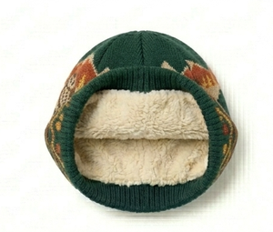 <b>Green</b> Knit <b>Beanie</b> Hat with Argyle Pattern 56-58CM Unisex Winter Cap for Adults Casual Style 100% Acrylic Hand Knitted - Product Image 5