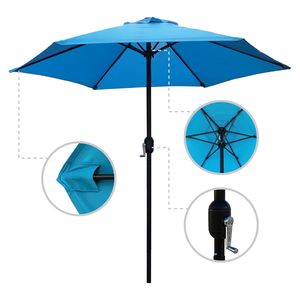 Sombrilla de Patio de 7.5 pies con Manivela, Sombrilla de Mercado para Exteriores, 6 Varillas Resistentes, Impermeable, para Jardín o Terraza - Product Image 3