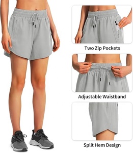 Breathable High <b>Waisted</b> Workout Shorts for Women Athletic Running Shorts Quick Dry Lightweight Gym Sweat Shorts with Zipper - Product Image 2