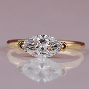 Anillo de diamantes cultivados en laboratorio East West Marquise para mujer y anillo de boda, regalo para ella - Product Image 1