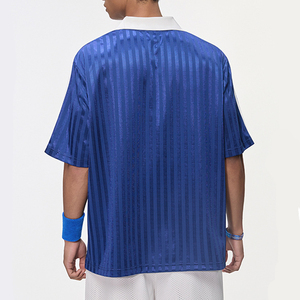 Men's Striped Short Sleeve <b>V</b>-<b>Neck</b> Sporty <b>T</b>-<b>Shirt</b> Regular Fit Woven Fabric <b>White</b> Collar Design - Product Image 4