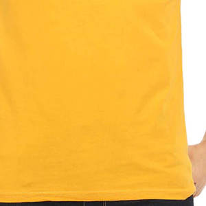 Camiseta de Manga Corta Amarilla para Hombre con Ribete en Contraste Negro, Corte Regular, Cuello Redondo, Tejido Casual, Color Sólido - Product Image 5