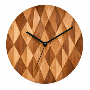 Modern Wooden <b>Wall</b> <b>Clock</b> Round Diamond Pattern Quartz Movement Silent Decorative Timepiece for <b>Living</b> <b>Room</b> Office - Product Image 1